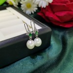 Hoa tai ngọc trai đính đá xanh HTĐX