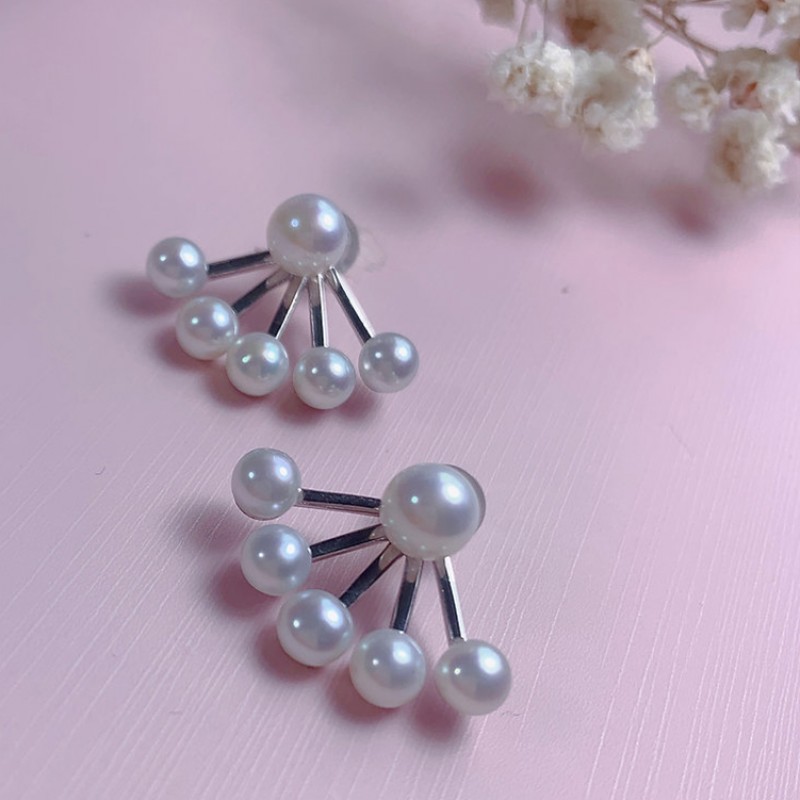 Hoa tai 12 viên trai kiểu cánh quạt